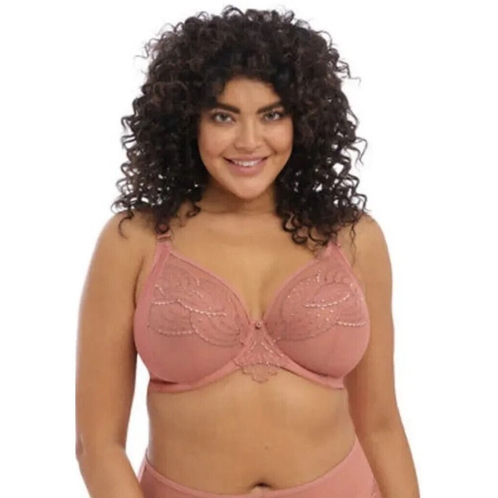 Elomi 4550 Underwired Unlined Plunge Bra, Rose Pink US 34I, UK34G